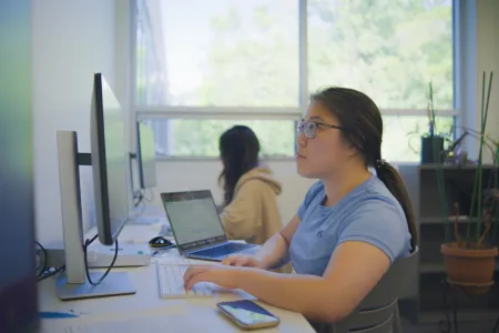 Student working on computer
