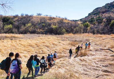 students on hike