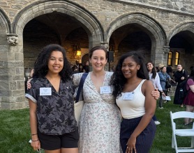 Emma Kioko ’15, Grace Argo ’15, and Jada Ceasar ’20 at the dedication of “Don’t Forget to Remember (Me)” in April 2025.