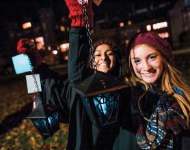 Students on lantern night