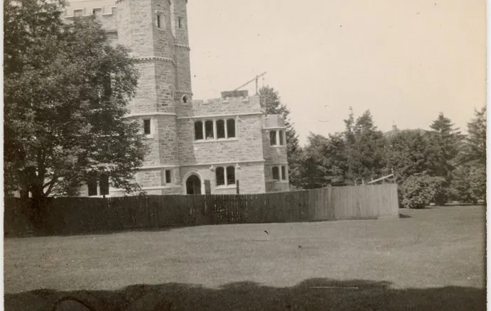 Stone building under construction