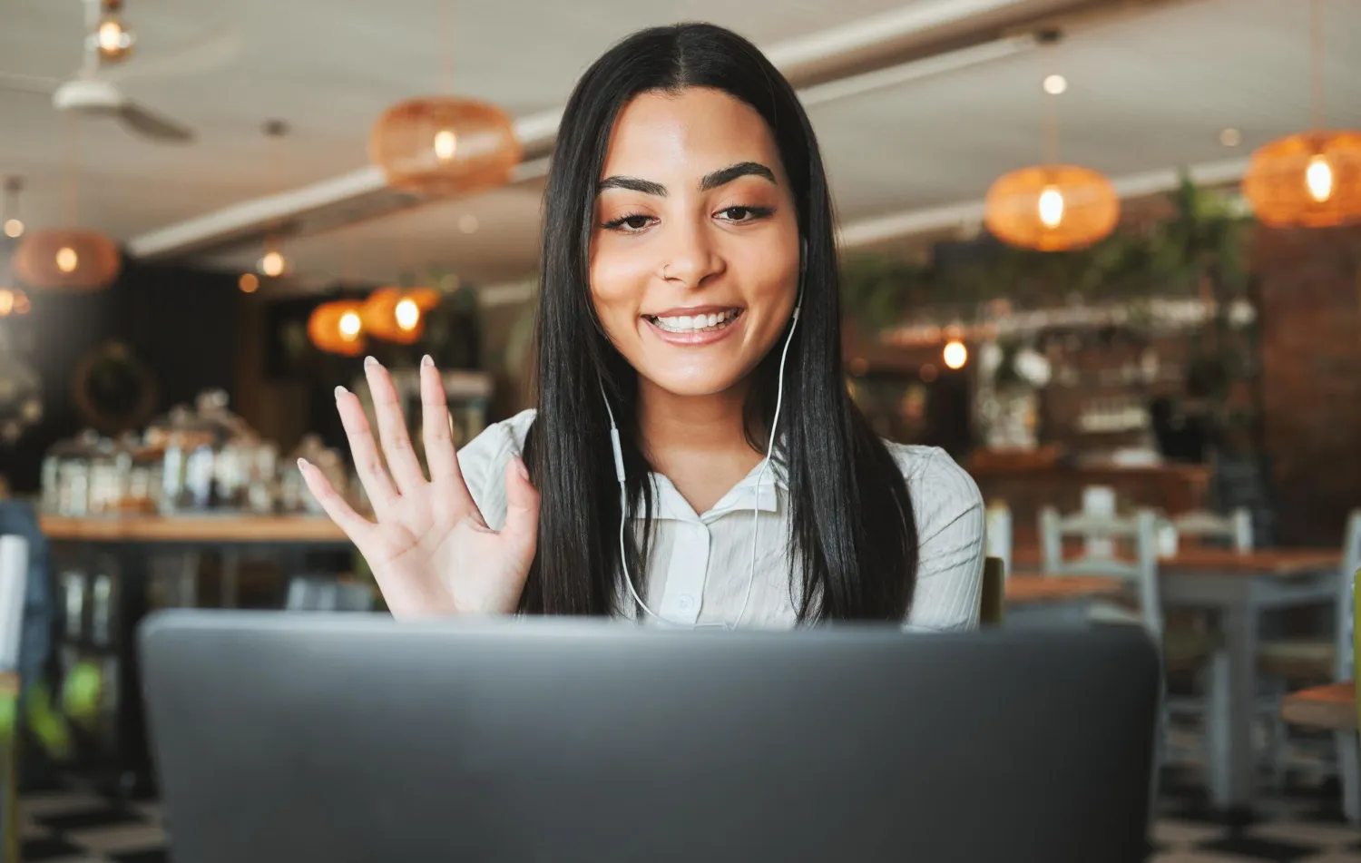 person on laptop interviewing