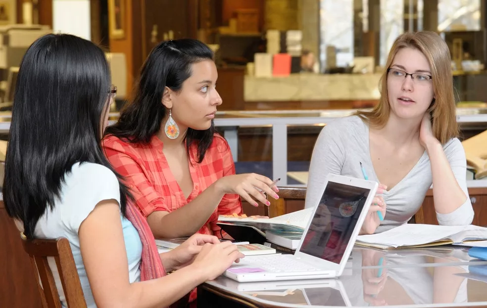 library students at table