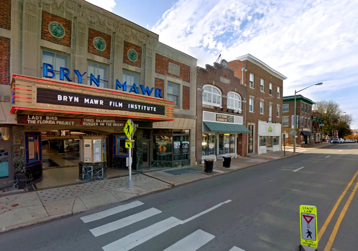 Downtown Bryn Mawr with the Bryn Mawr Theater in view. Photo by Amanda Coltri