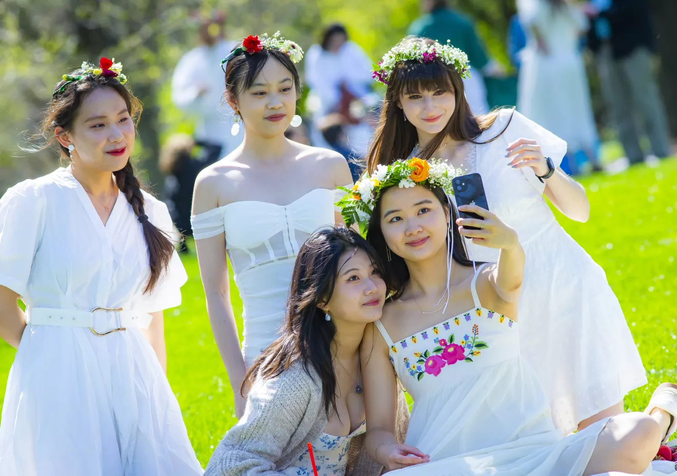 Students taking a selfie at May Day