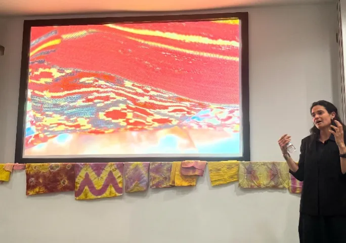 History of art professor presenting a Tomás Harris lecture as part of Bryn Mawr’s art history Ph.D. programming.