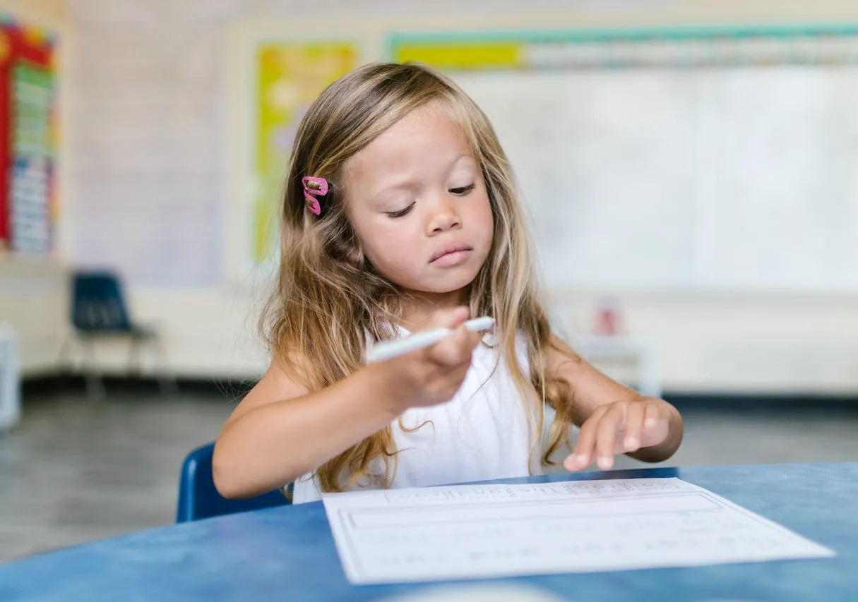 Kindergarten Student at Desk