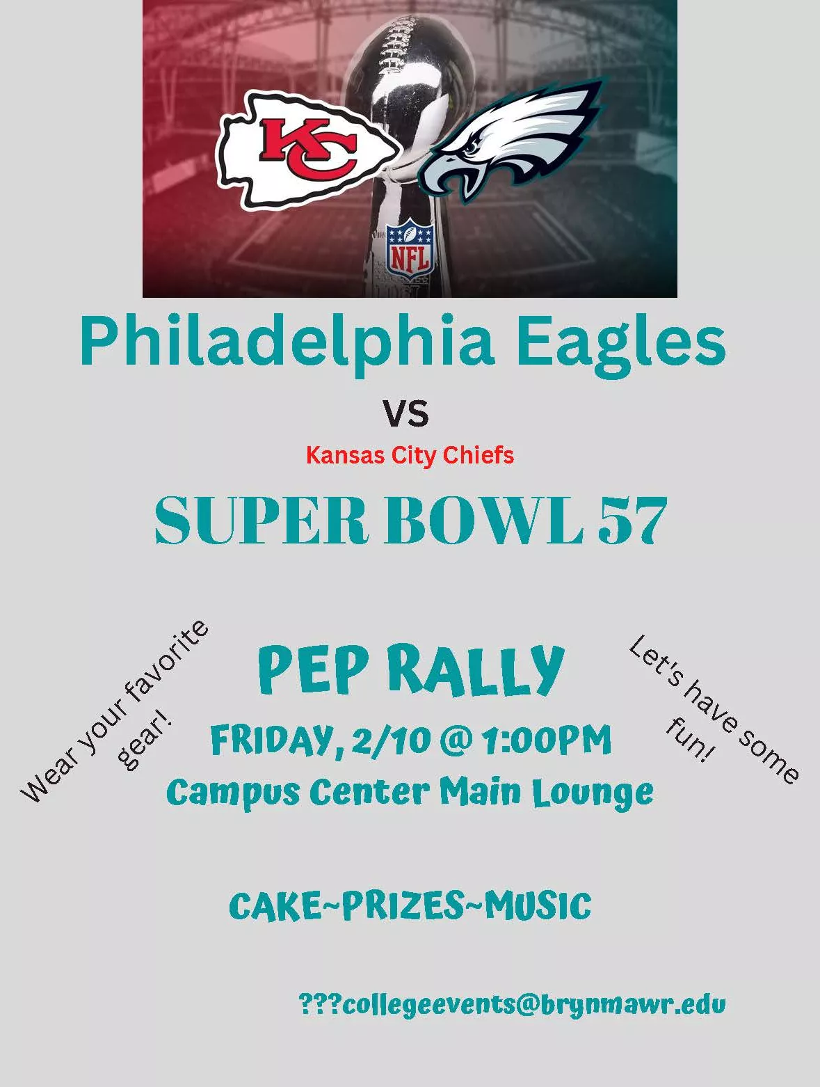 Super Bowl Pep Rally event flyer