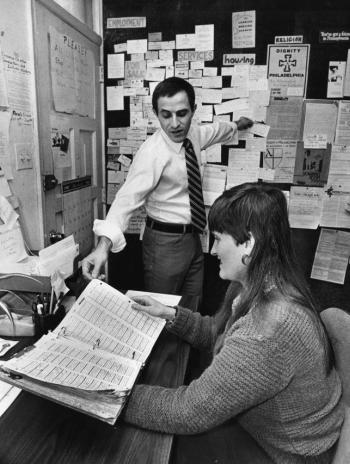 Eromin Center executive director Anthony Silvestre, left, and clinical director Mary Cochran are pictured in the center’s office in Philadelphia in 1981