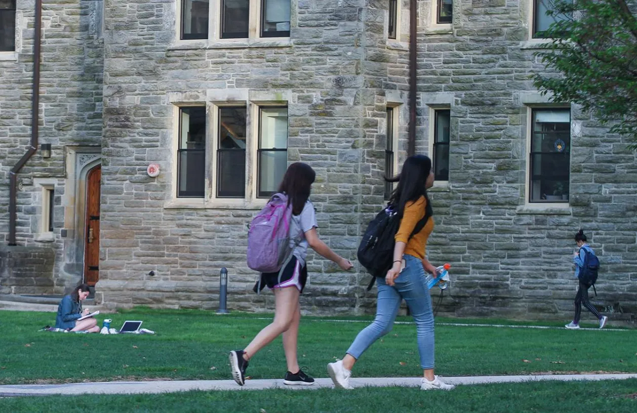 Students walking on Bryn Mawr campus