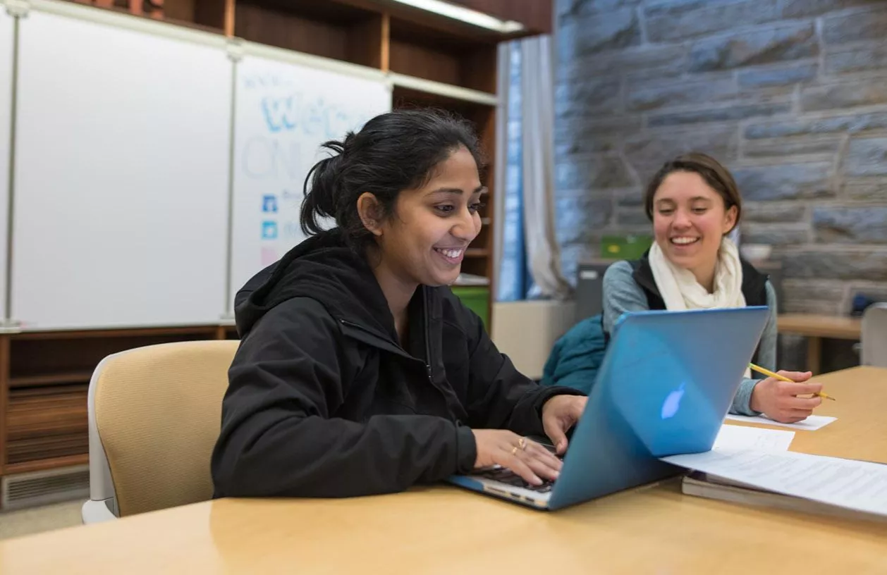 Two students in a classroom