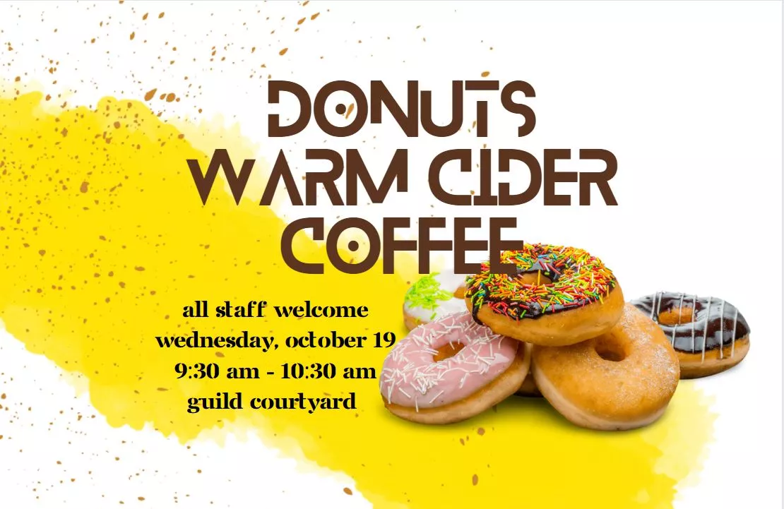 image of donuts and info about Morning Break event
