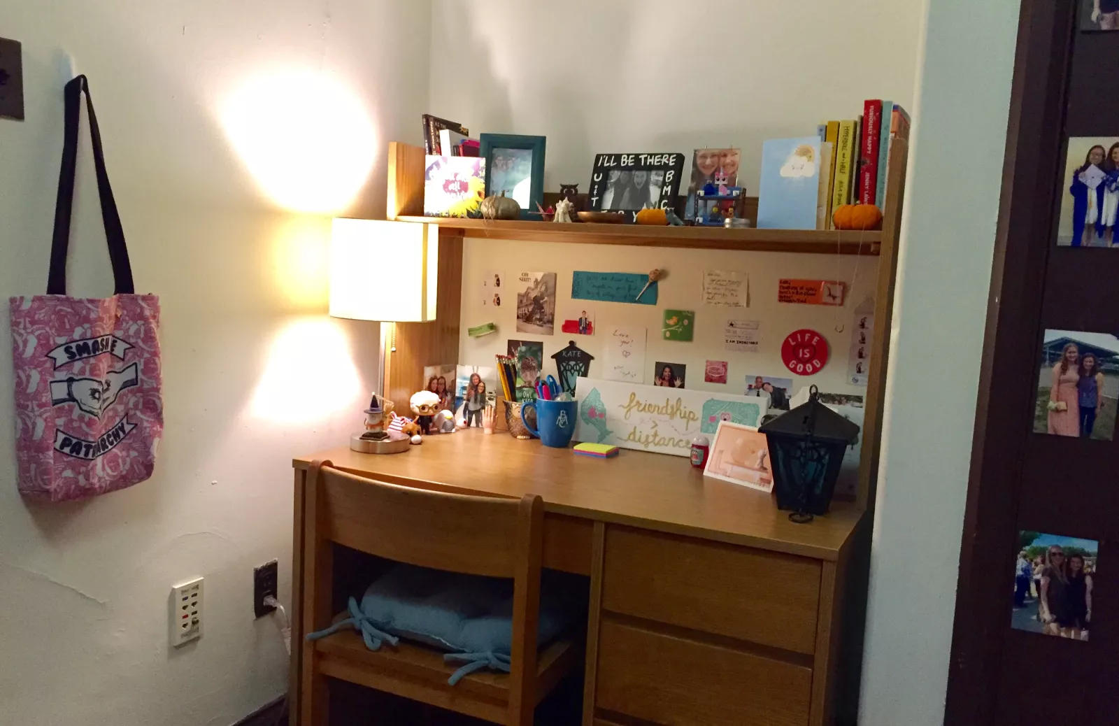 Student study space in Pem East, with lighting and decoration