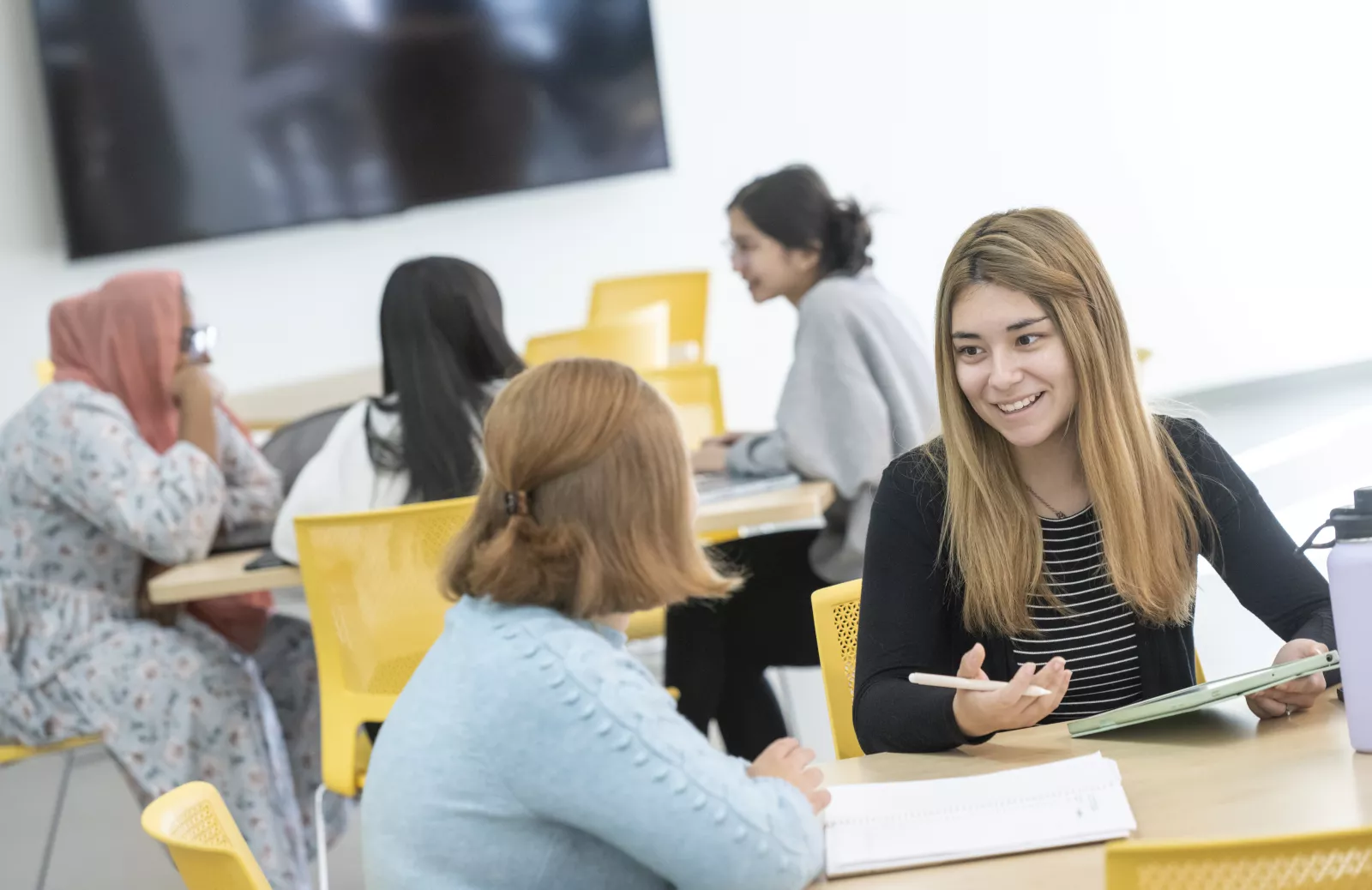Two students discussing 