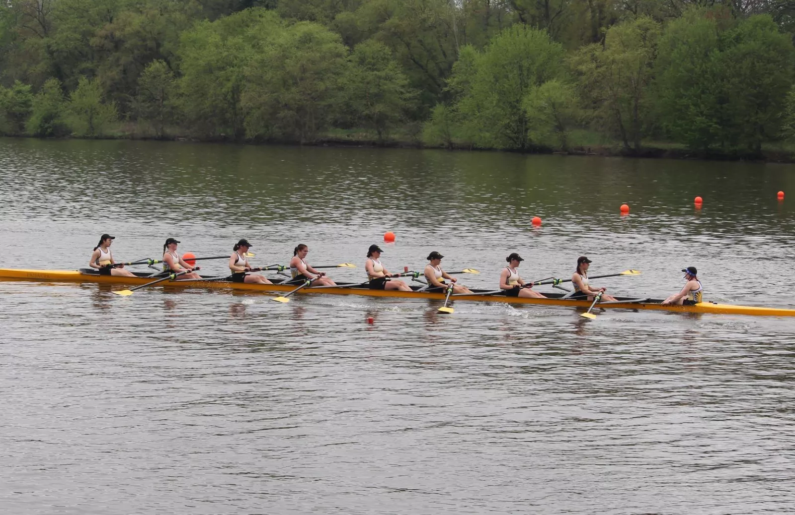 Bryn Mawr Rowing on a shell on the Charles River