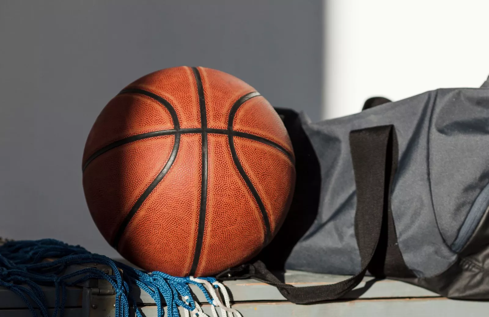 Basketball with bag and net