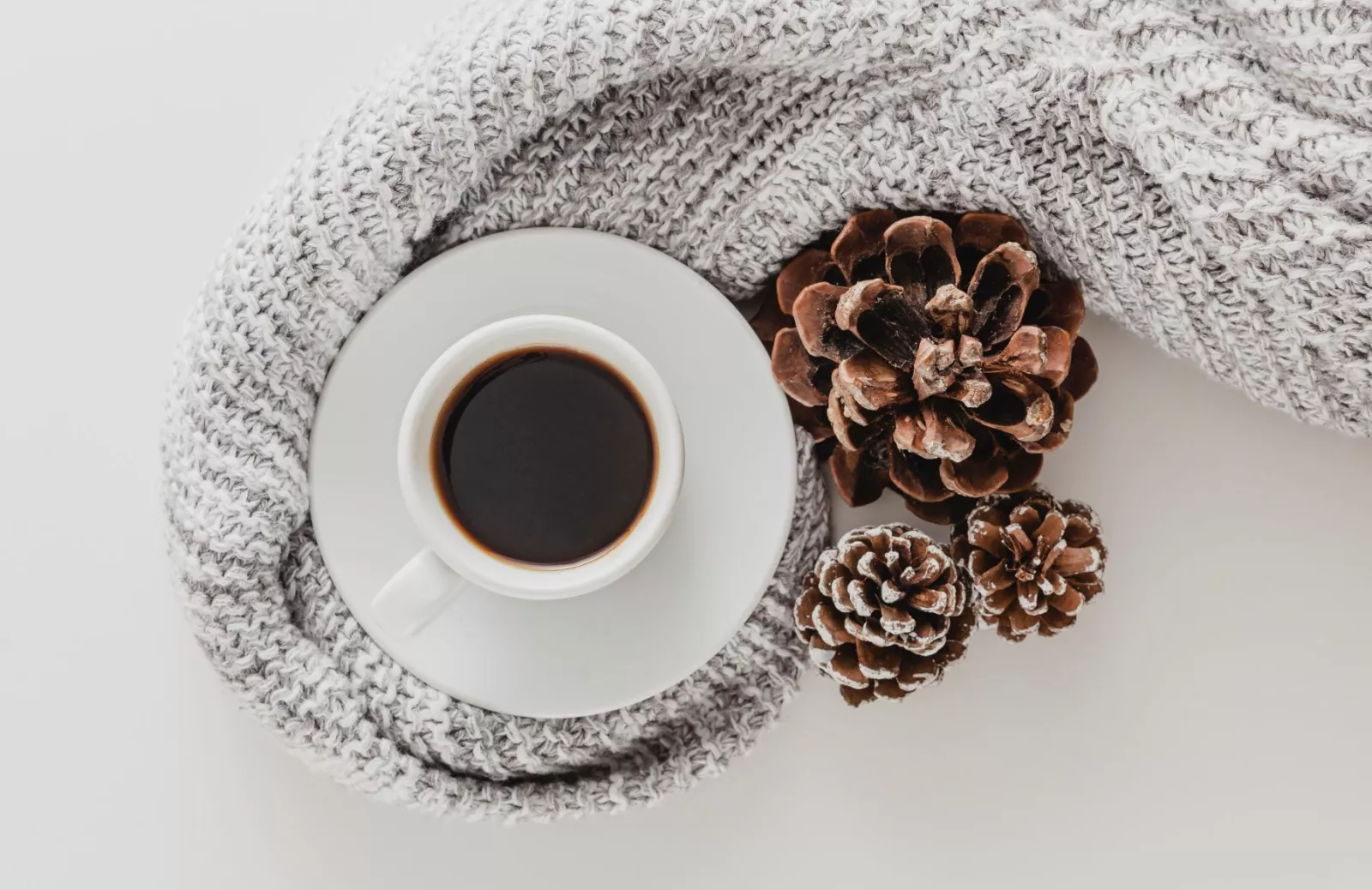 Winter Coffee with Pinecones