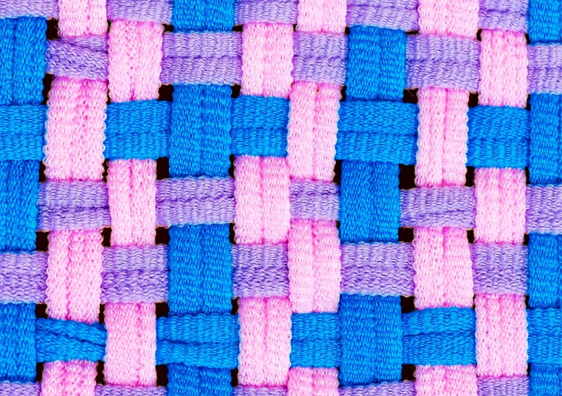 weaving pink and blue