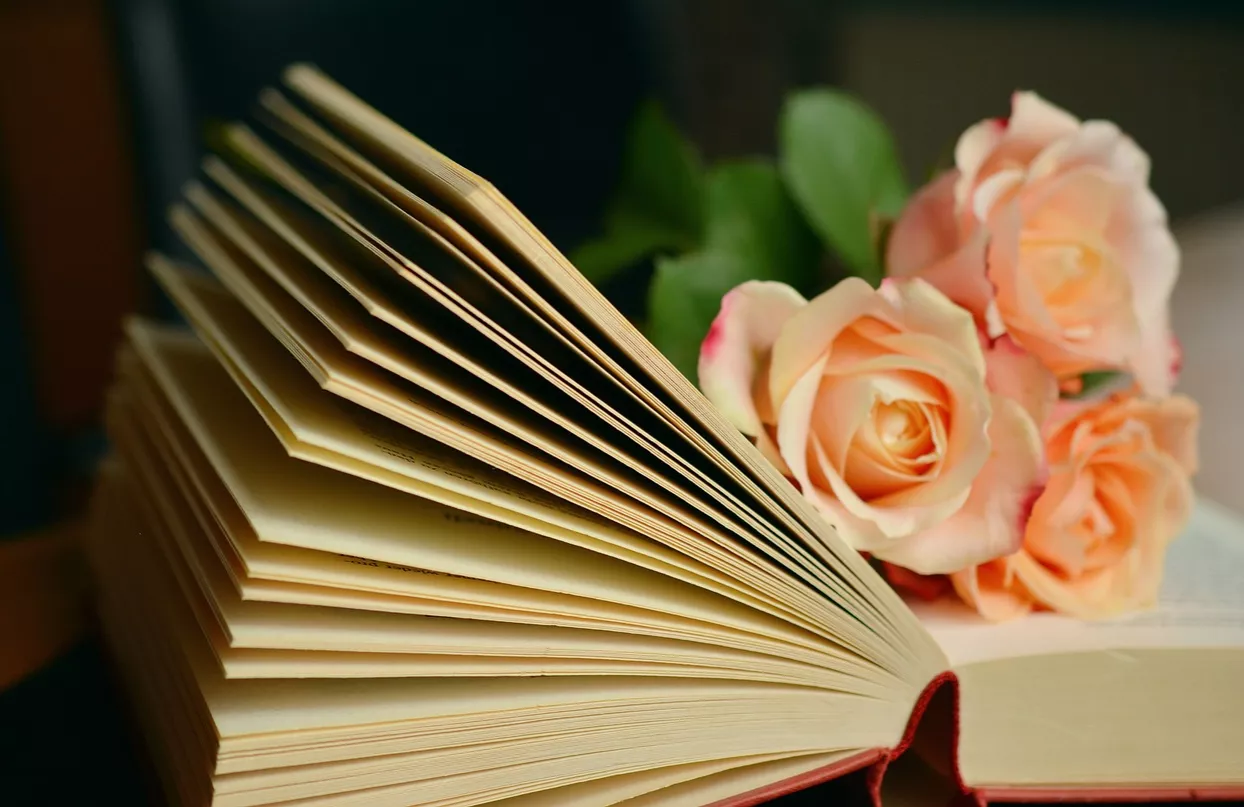Book with roses