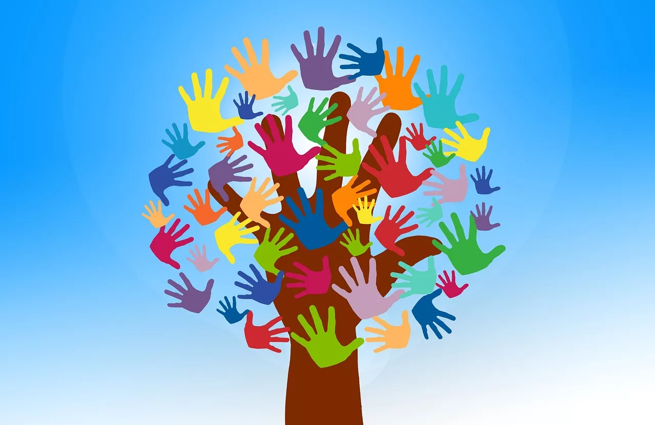 Colorful Hands on a Tree