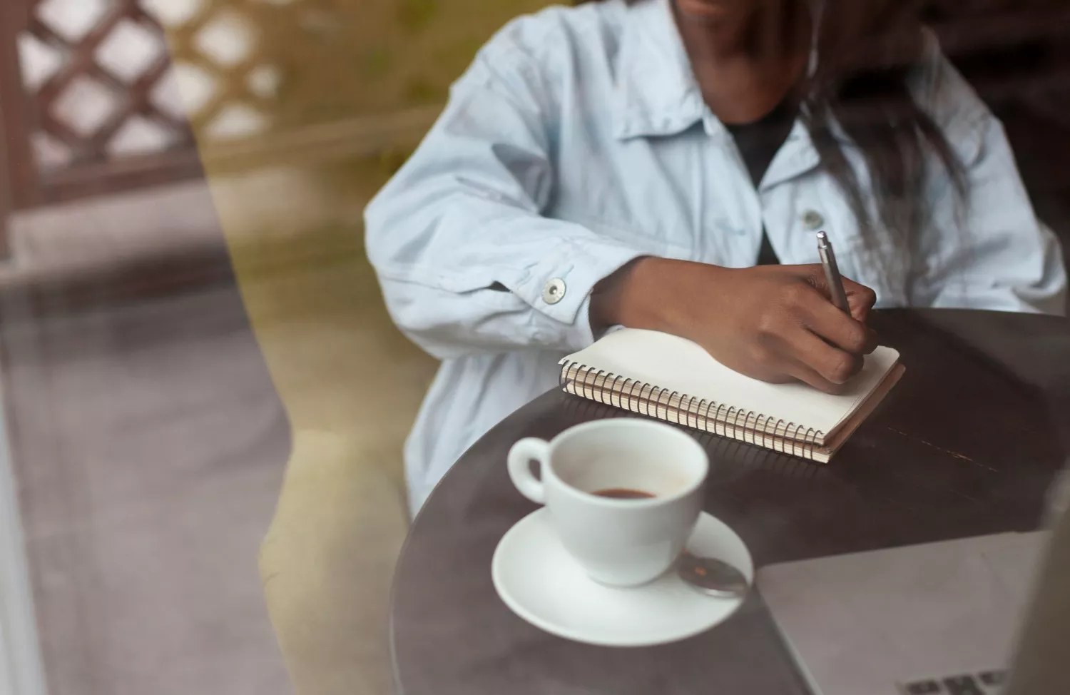 Writing in cafe stock