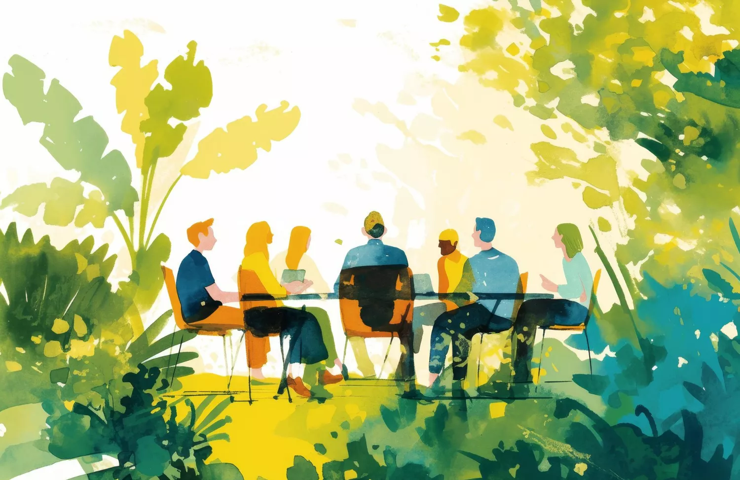 Spring gathering art stock