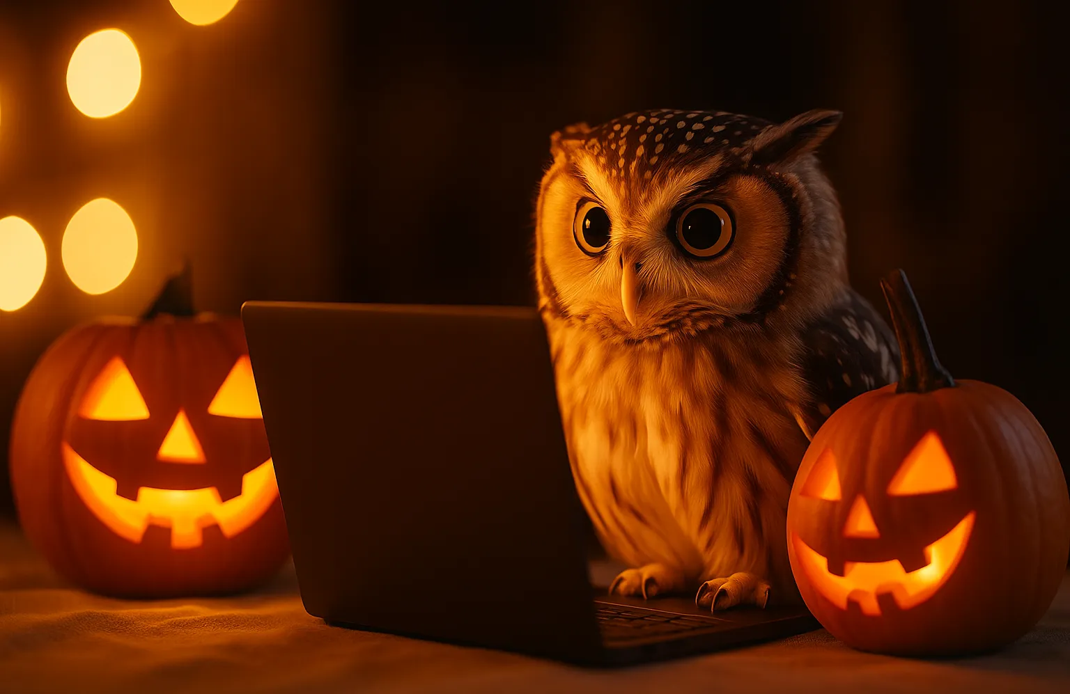 AI owl with pumpkin
