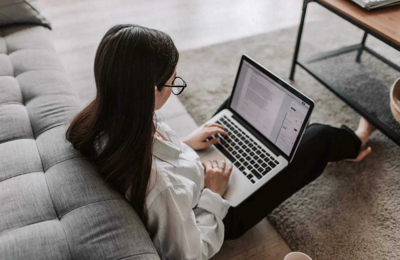 Student using laptop
