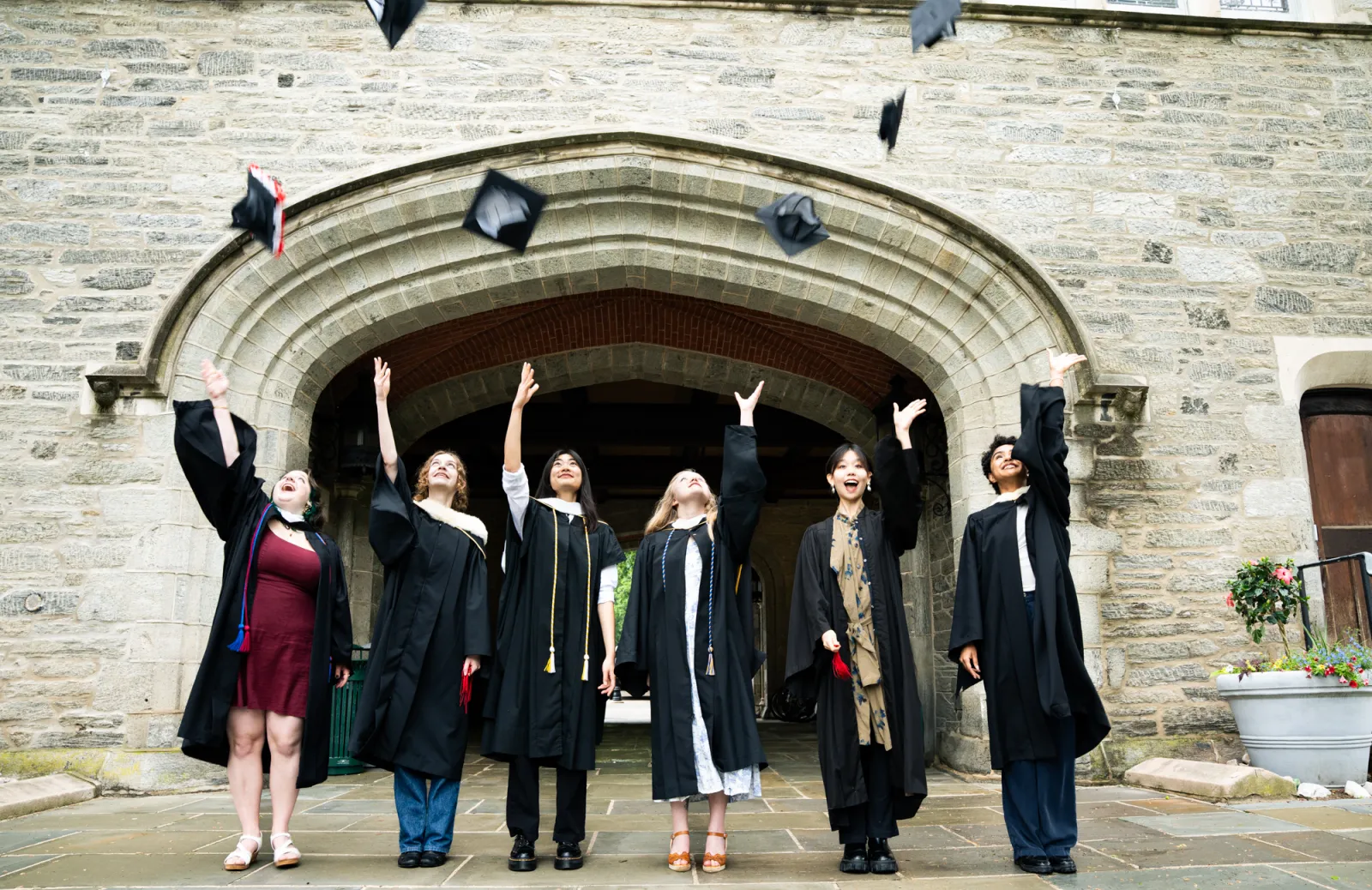 Commencement group cap and gown