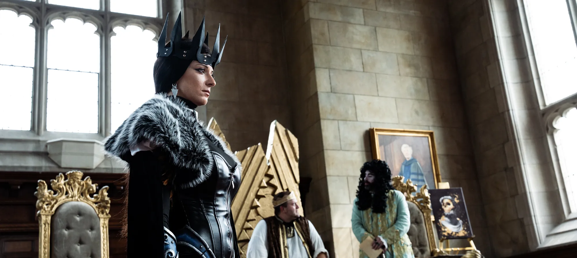 LARPers roleplaying in Great Hall