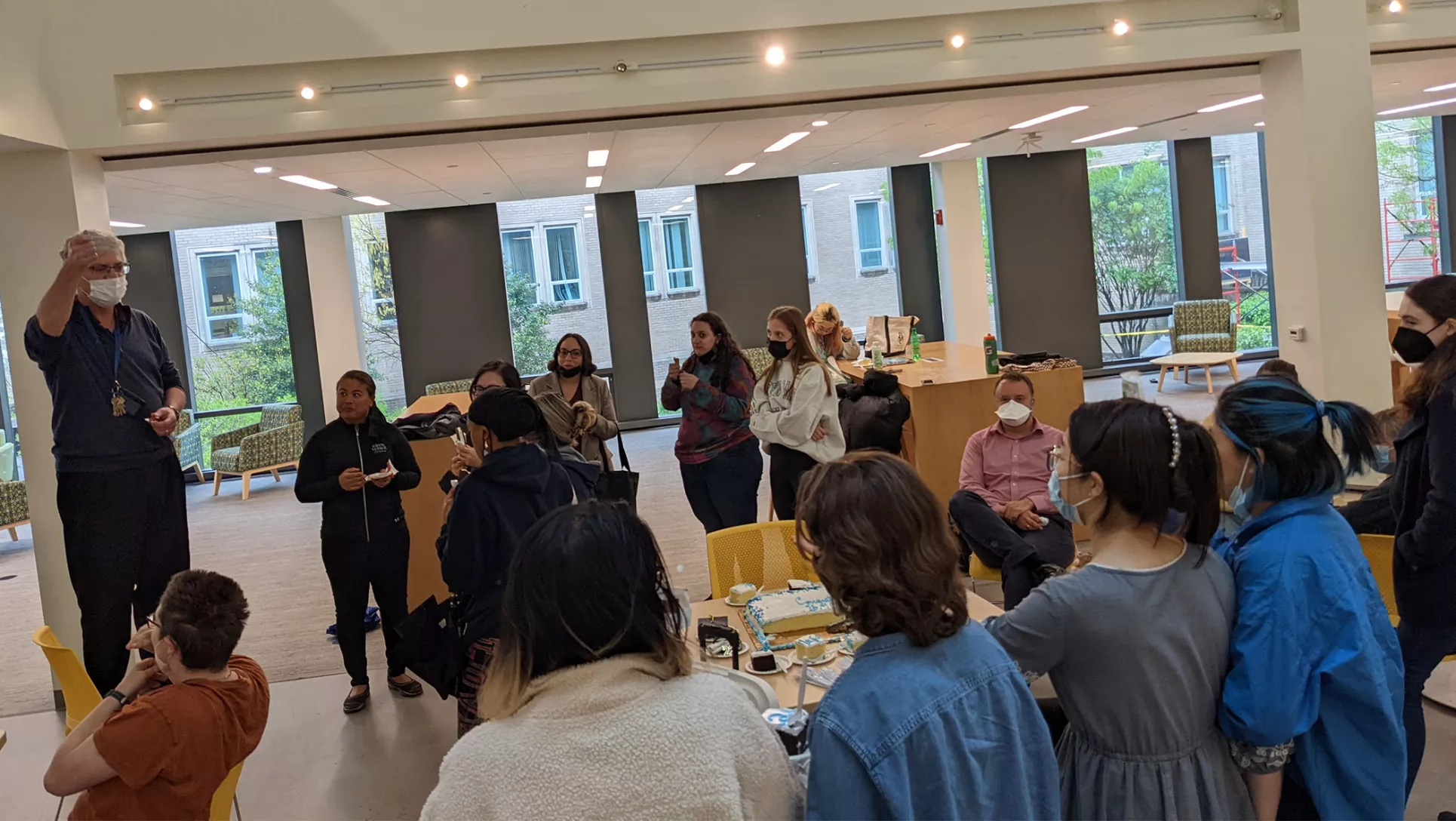 Photo of Professor Victor Donnay's class at end of year celebration