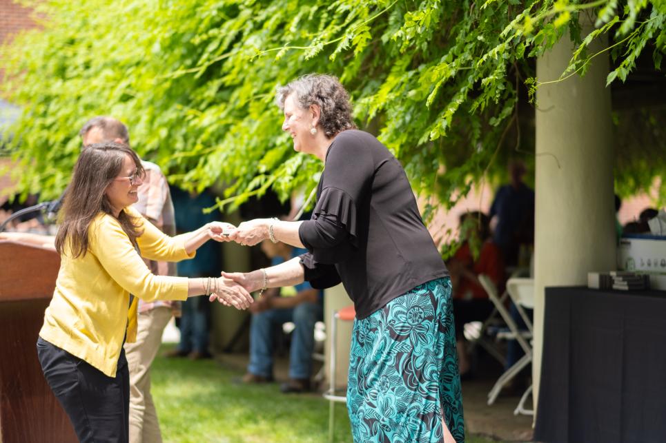 Jennifer Keegan accepts award from with Kim Cassidy