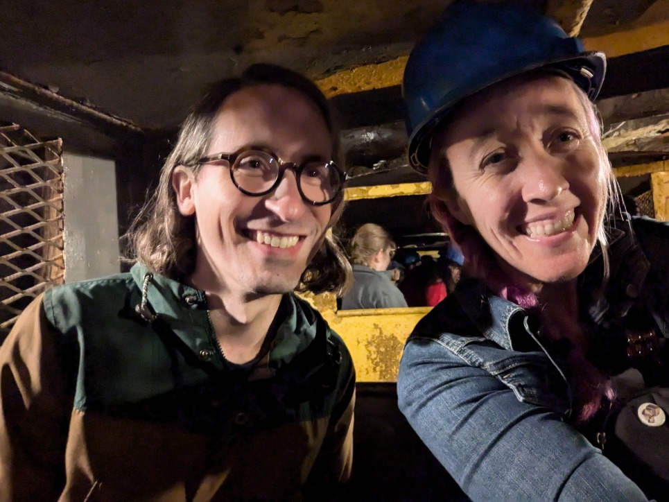 Selby and Jose pose for a selfie at the No. 9 Coal Mine