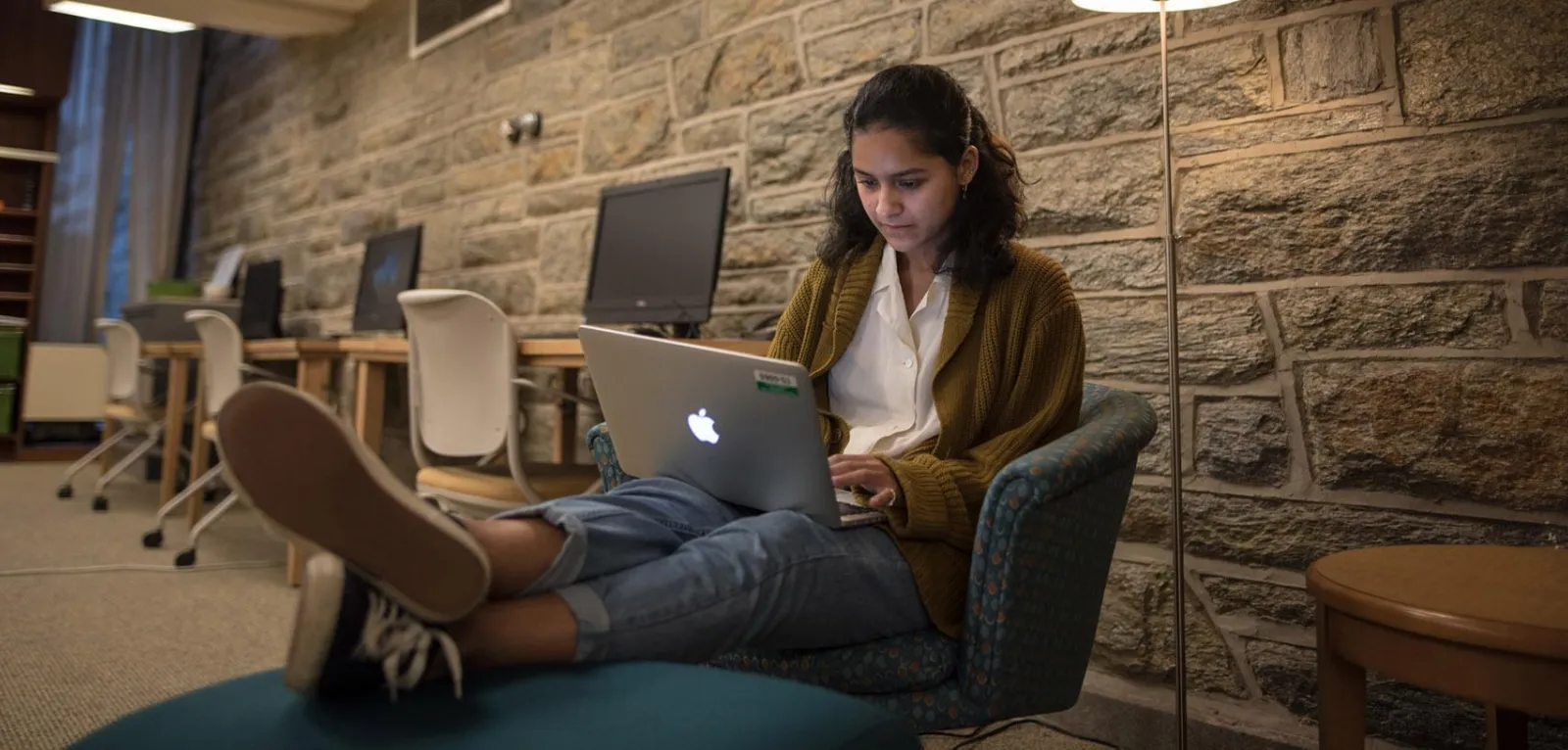 A photo of a student reading