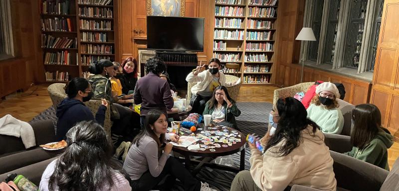 Image of students hanging out creating care packages