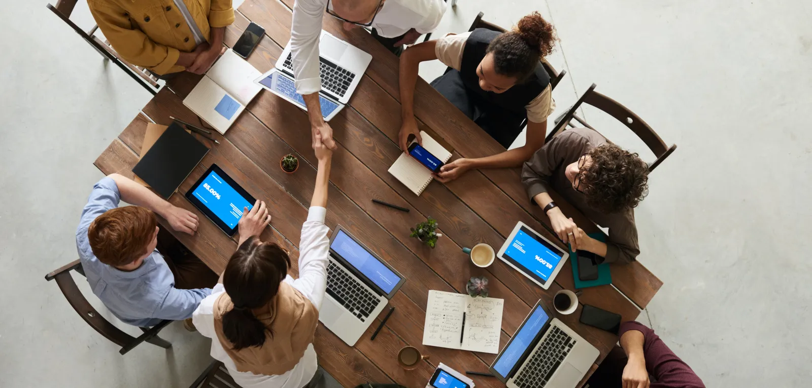 workers around a table