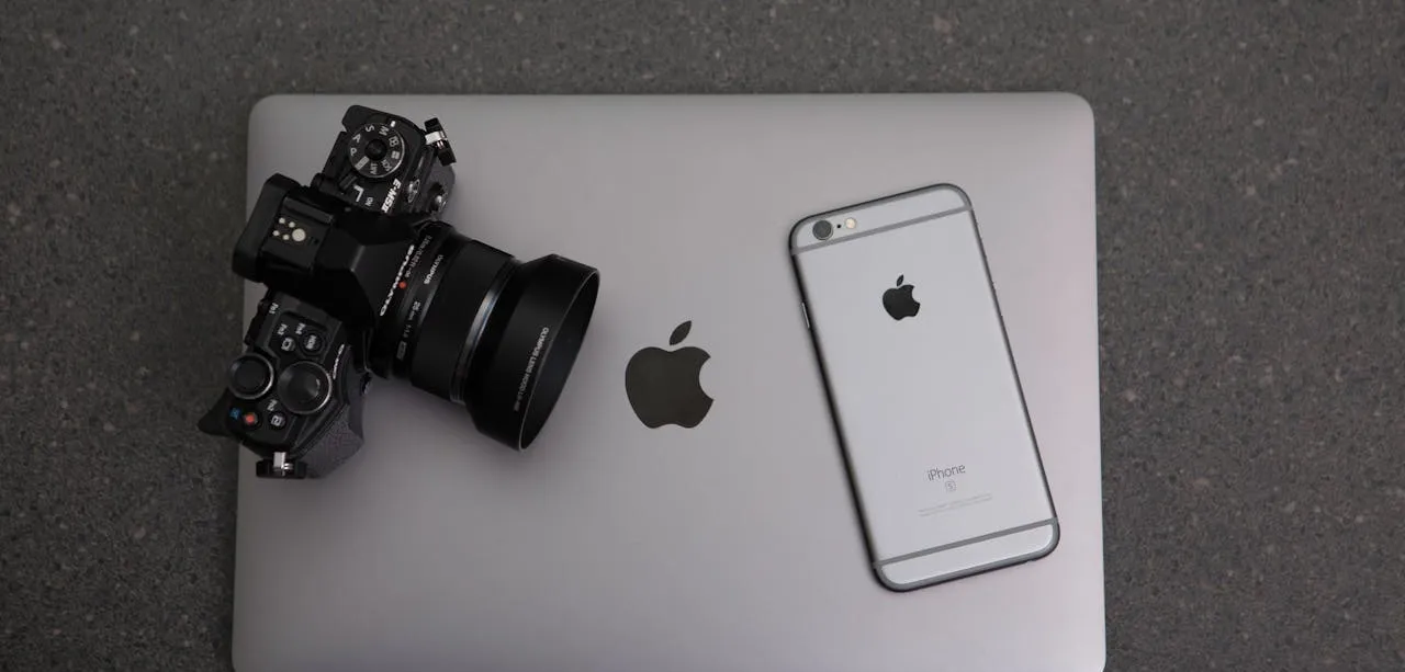 laptop, camera, phone
