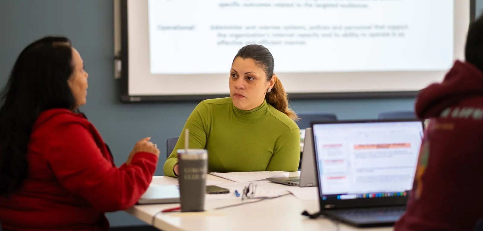 Laptop projected on classroom screen