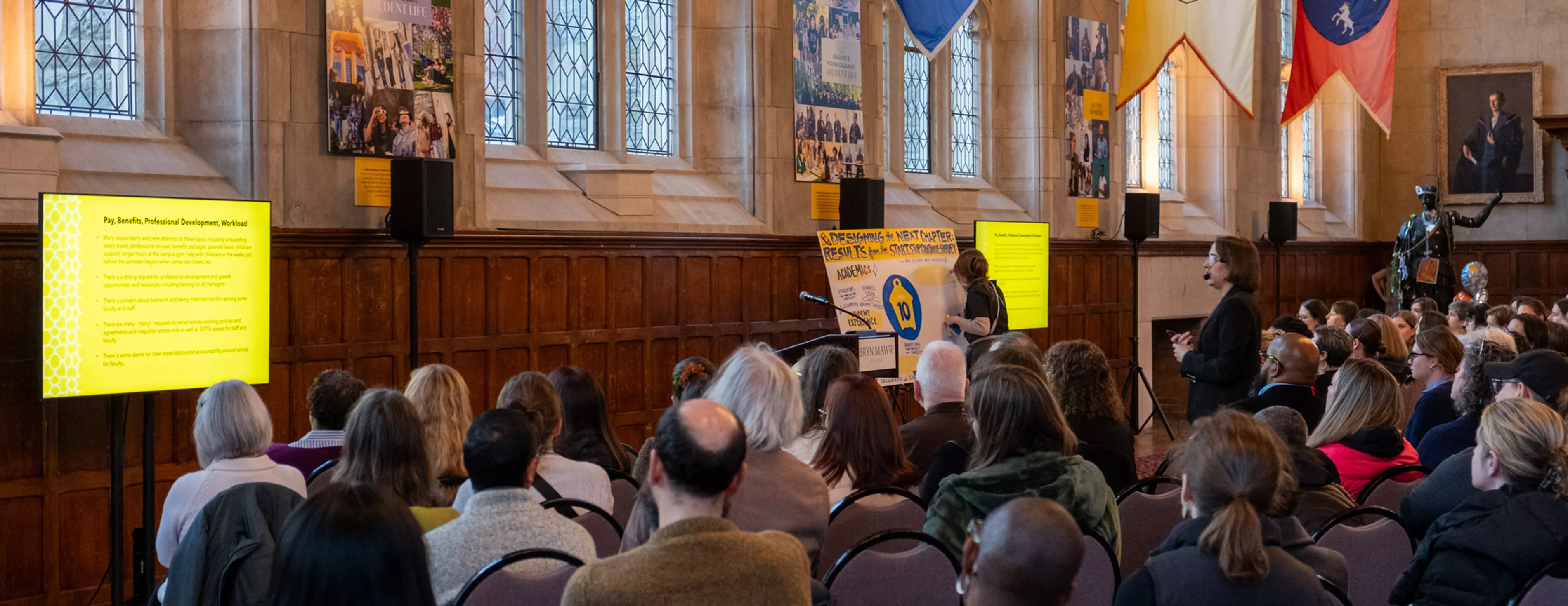 President Cadge leads a discussion in Great Hall