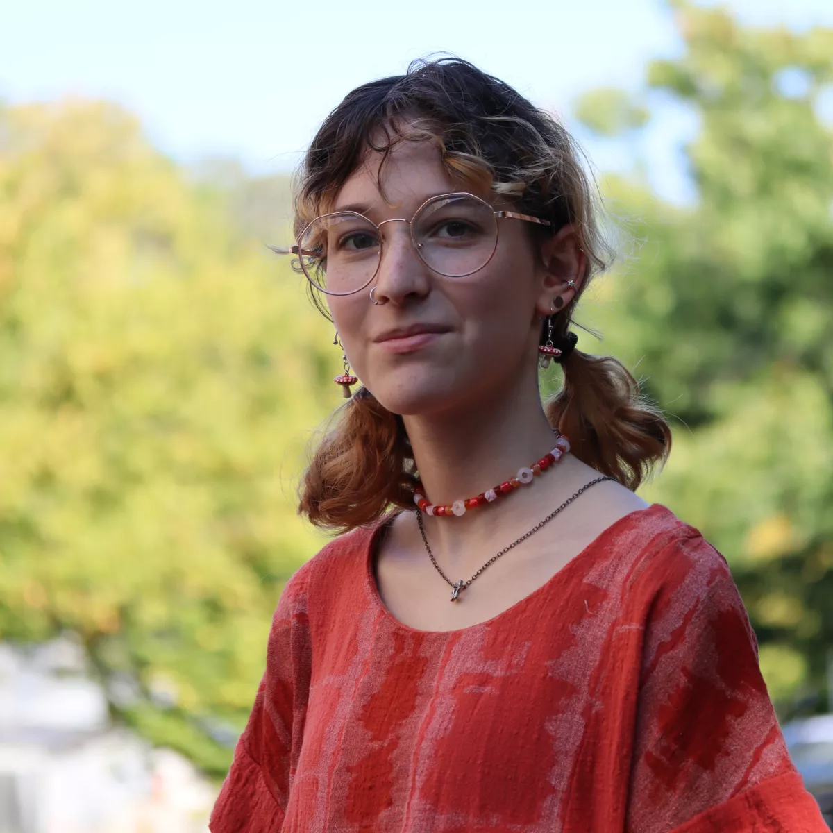 Autumn in a red tunic