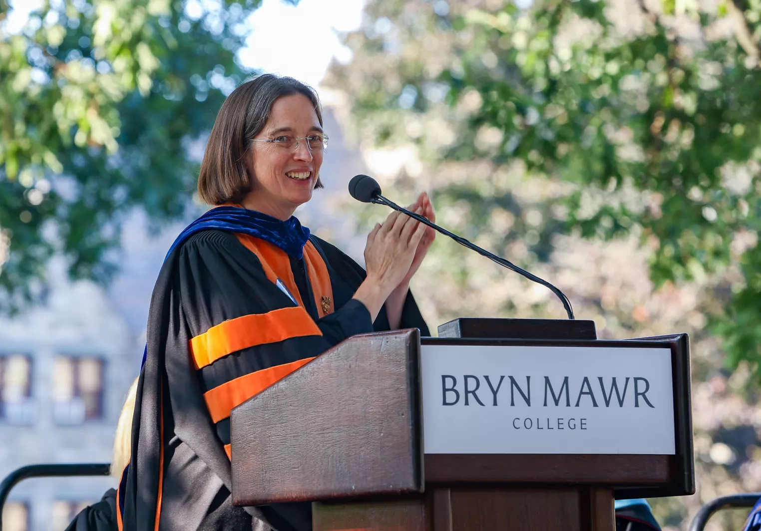 President Cadge at podium for Convocation