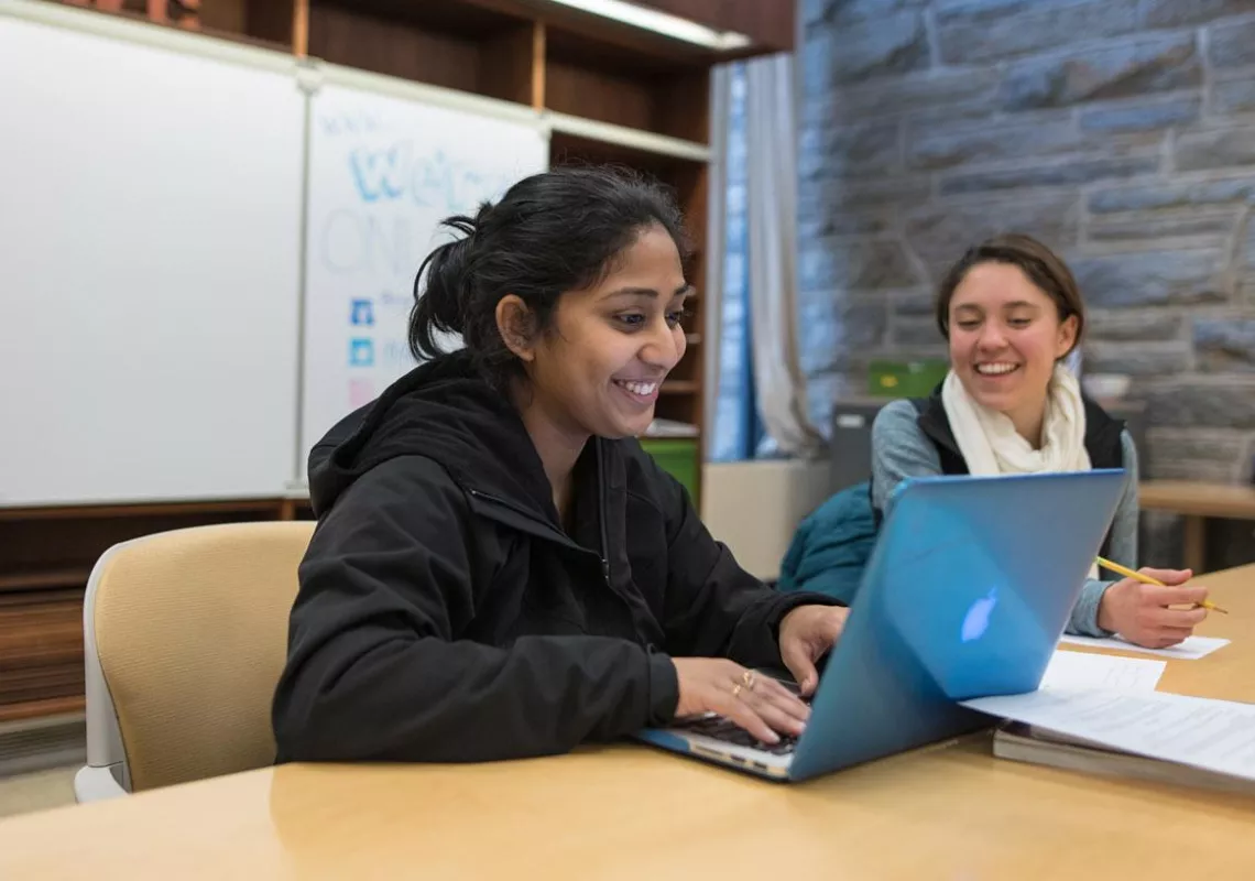 Two students in a classroom
