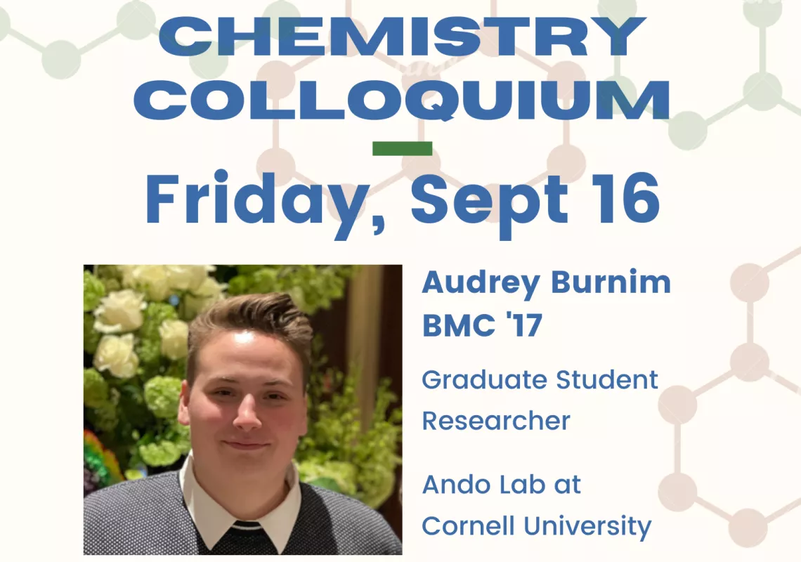 Picture of Audrey Burnim and a colorful tree graphic representing their talk entitled "Ancestry.com for Enzymes"