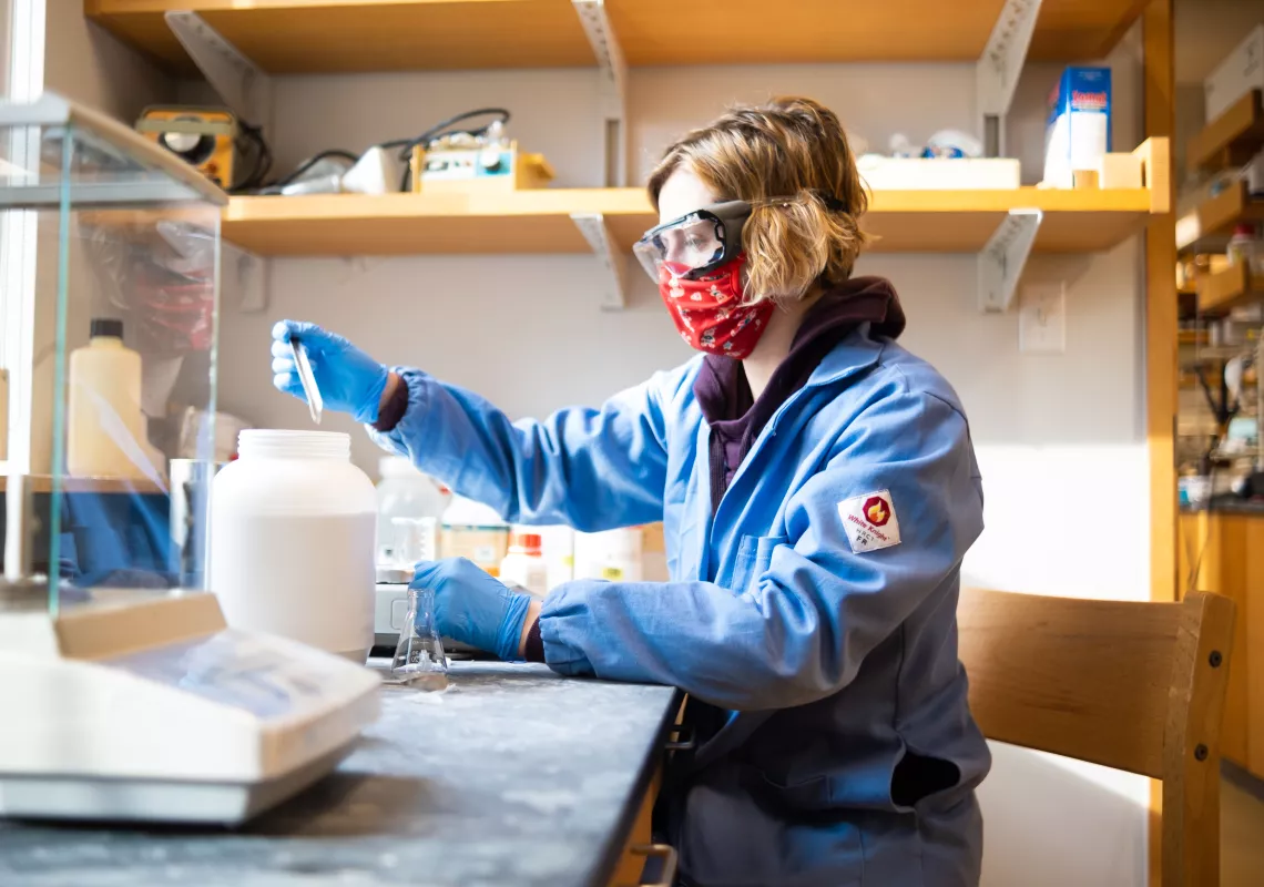 chemistry student in lab
