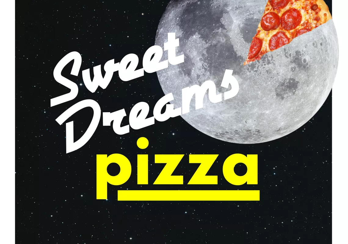 Poster advertising late Night Pizza at NDDH on 12/13