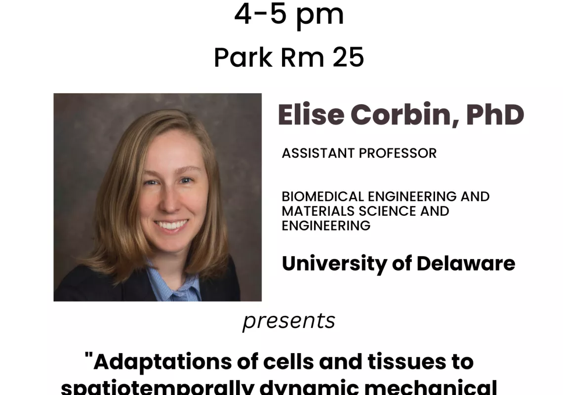 March 27 Biology Seminar Speaker Dr. Elise Corbin