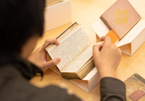 Student reading a book