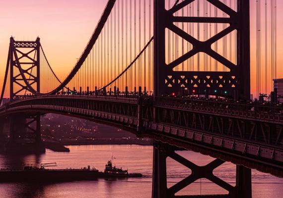 Philadelphia Bridge at Sunset
