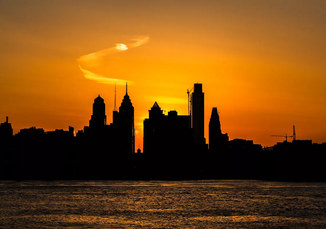 Philadelphia Sunset Silhouette