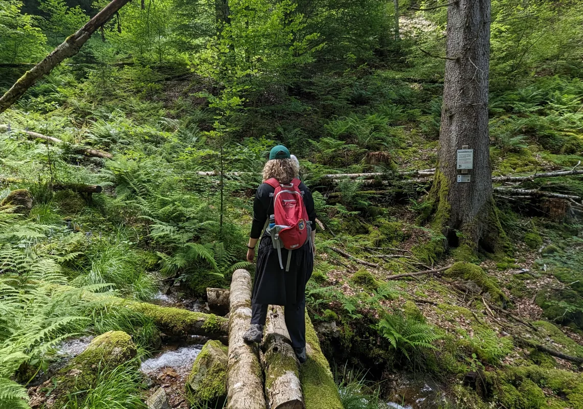 Juliana Vair '26 stands on bridge during summer internship in Germany